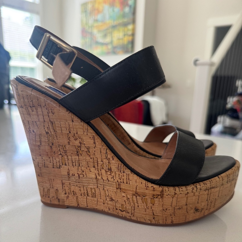 Dee Keller Leather and Cork Platform Sandals